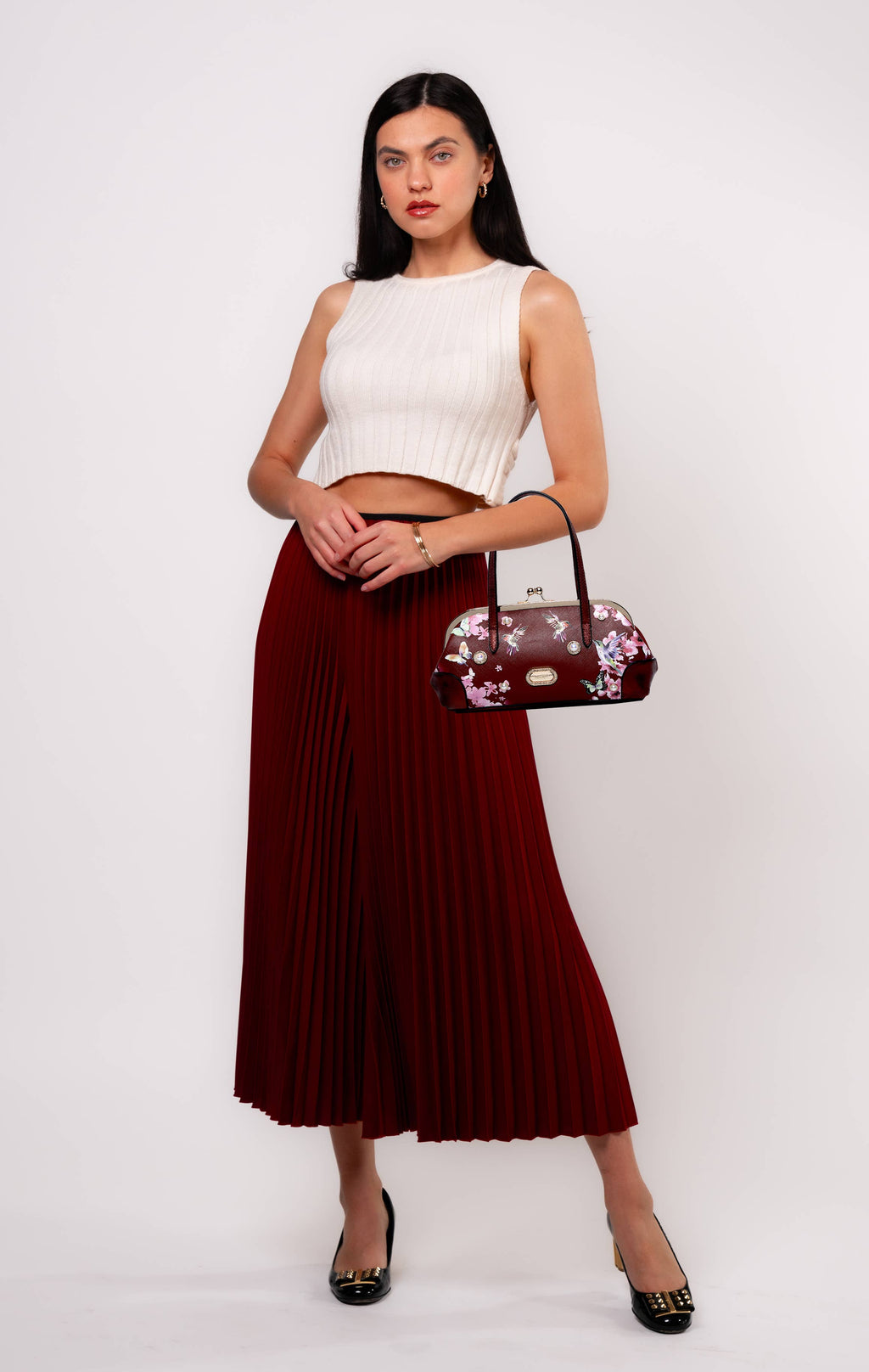 Brangio Italy Floral & Hummingbird Crossbody Bag
