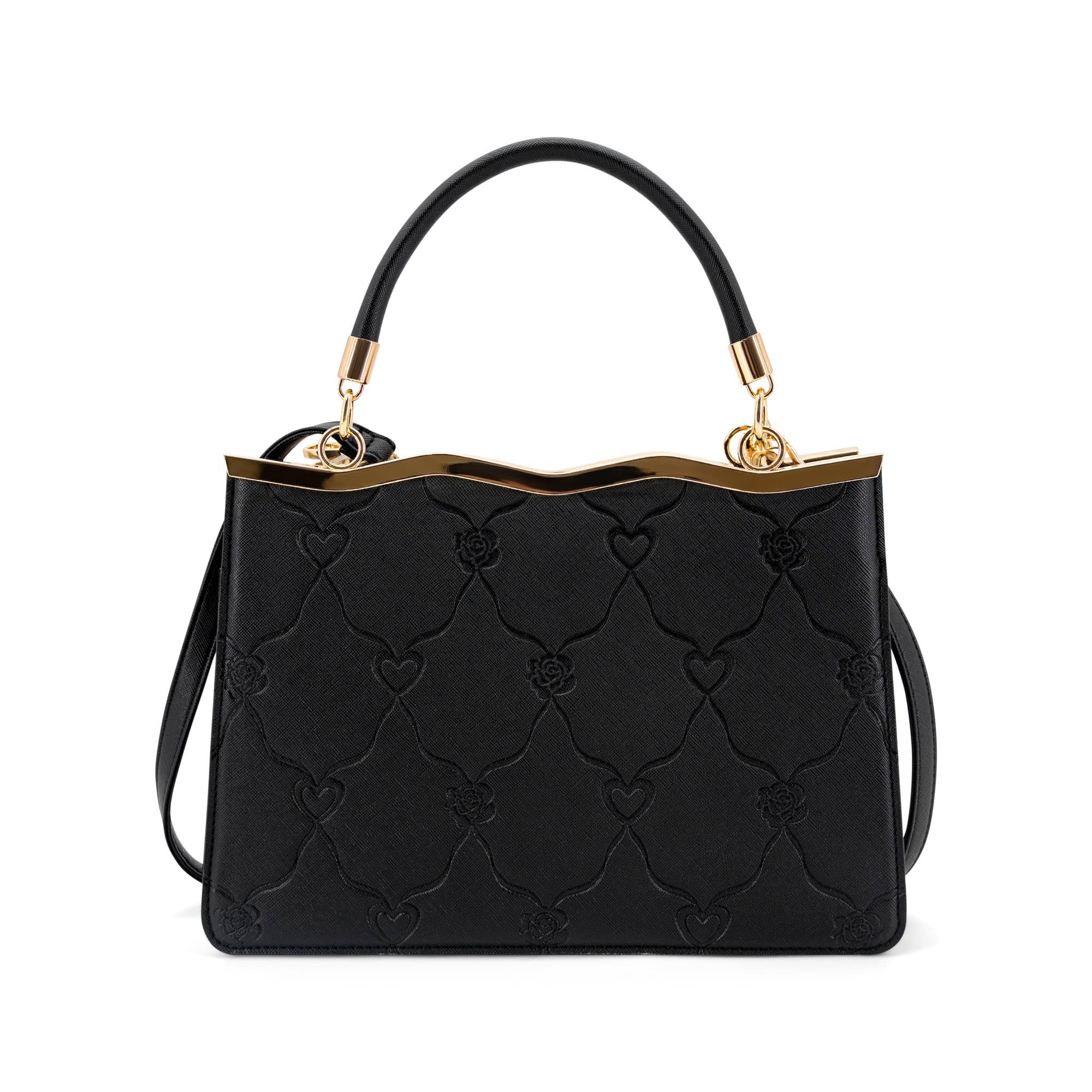Amara Embossed Heart Top Handle Crossbody Bag