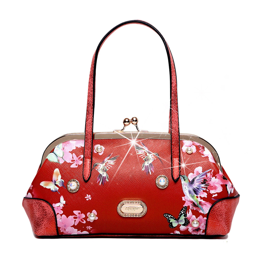 Brangio Italy Floral & Hummingbird Crossbody Bag