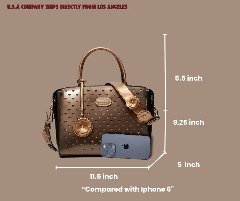 Brangio Italy Heart Stud Satchel Bag – Floral Strap Designer