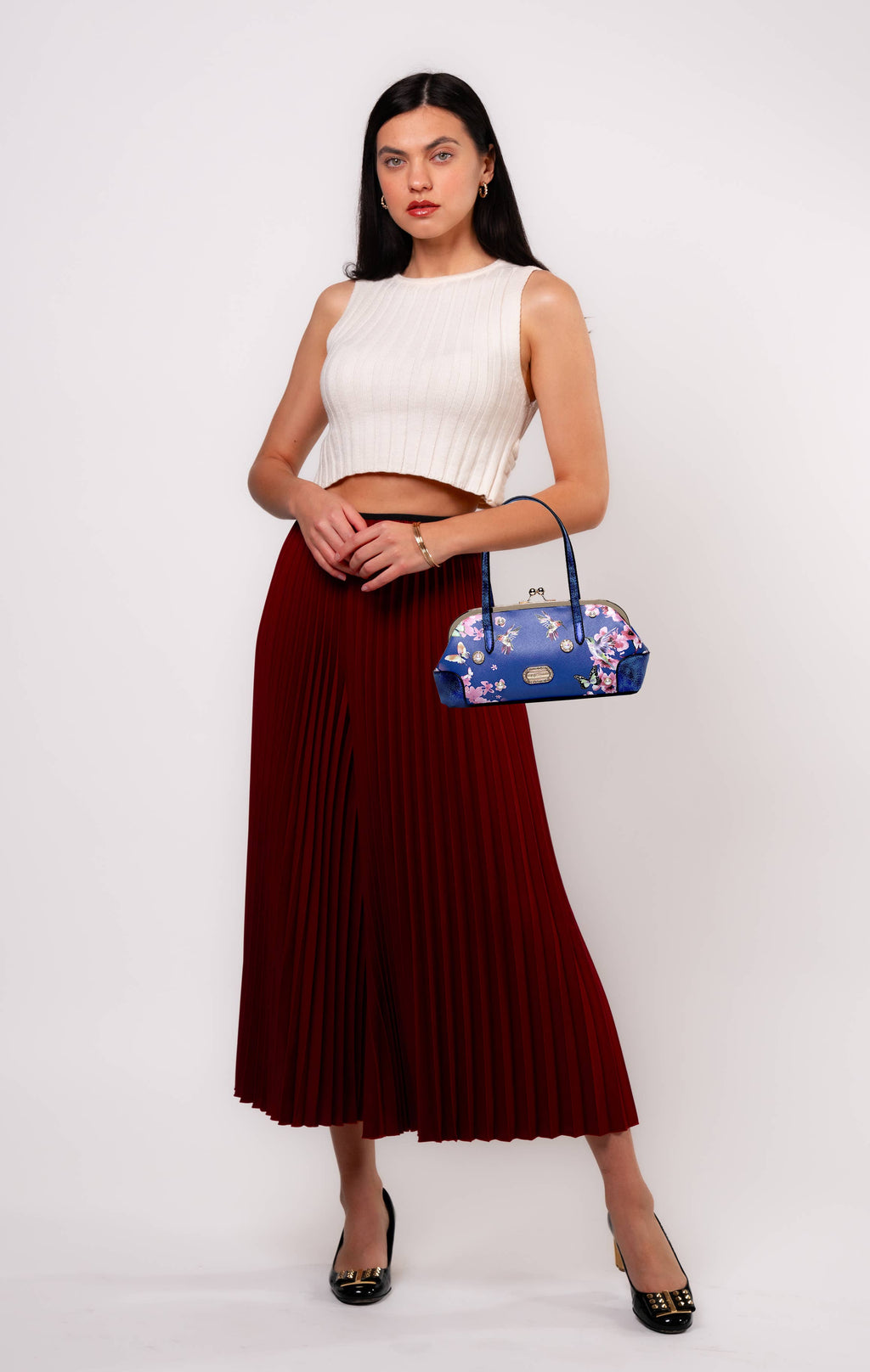 Brangio Italy Floral & Hummingbird Crossbody Bag