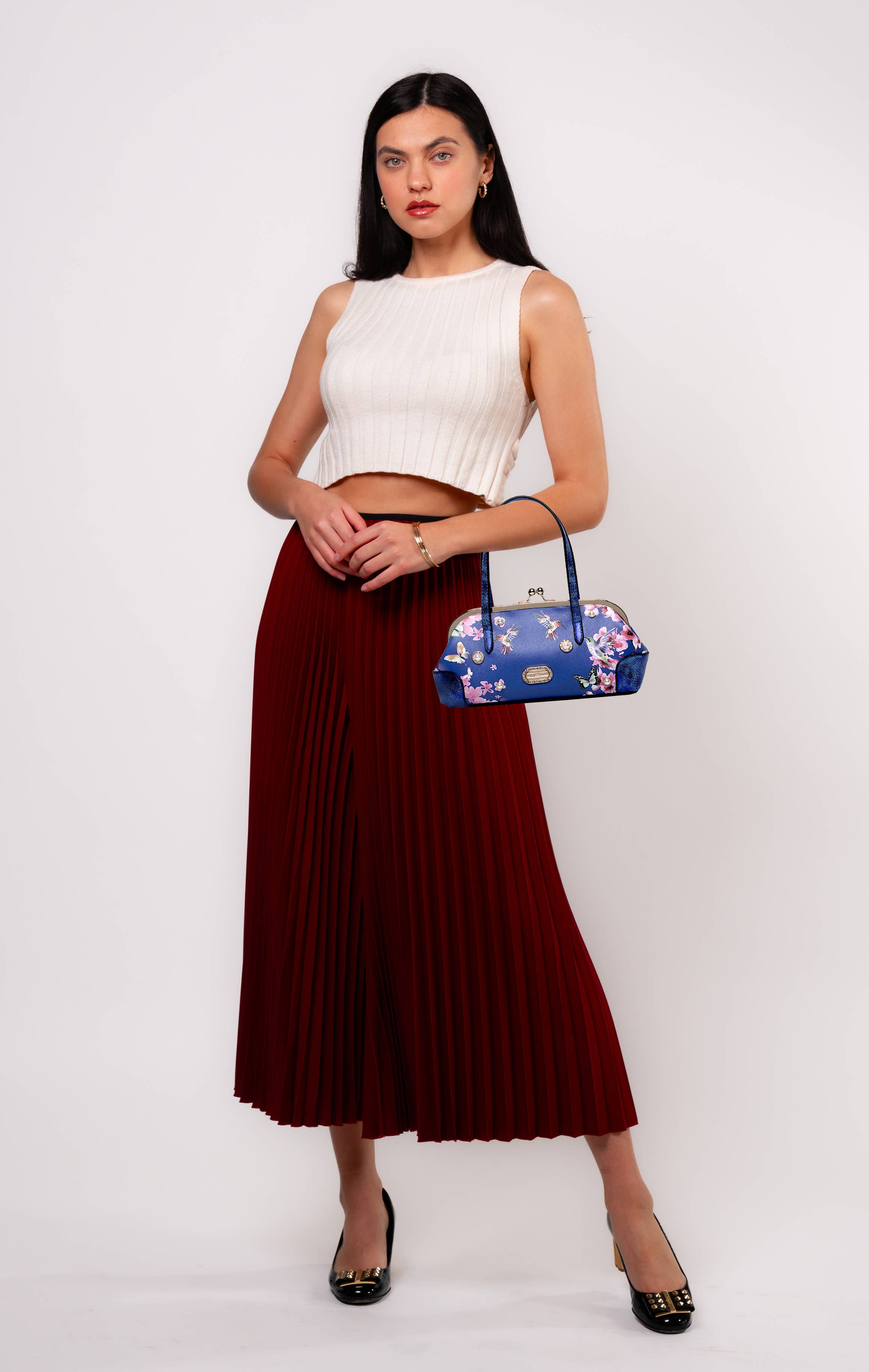 Brangio Italy Floral & Hummingbird Crossbody Bag