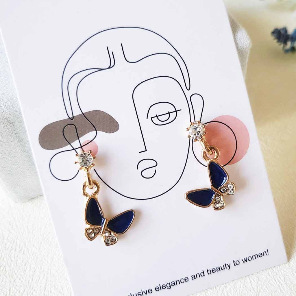 6 Pair Butterfly and Pearl Stud Earrings Set