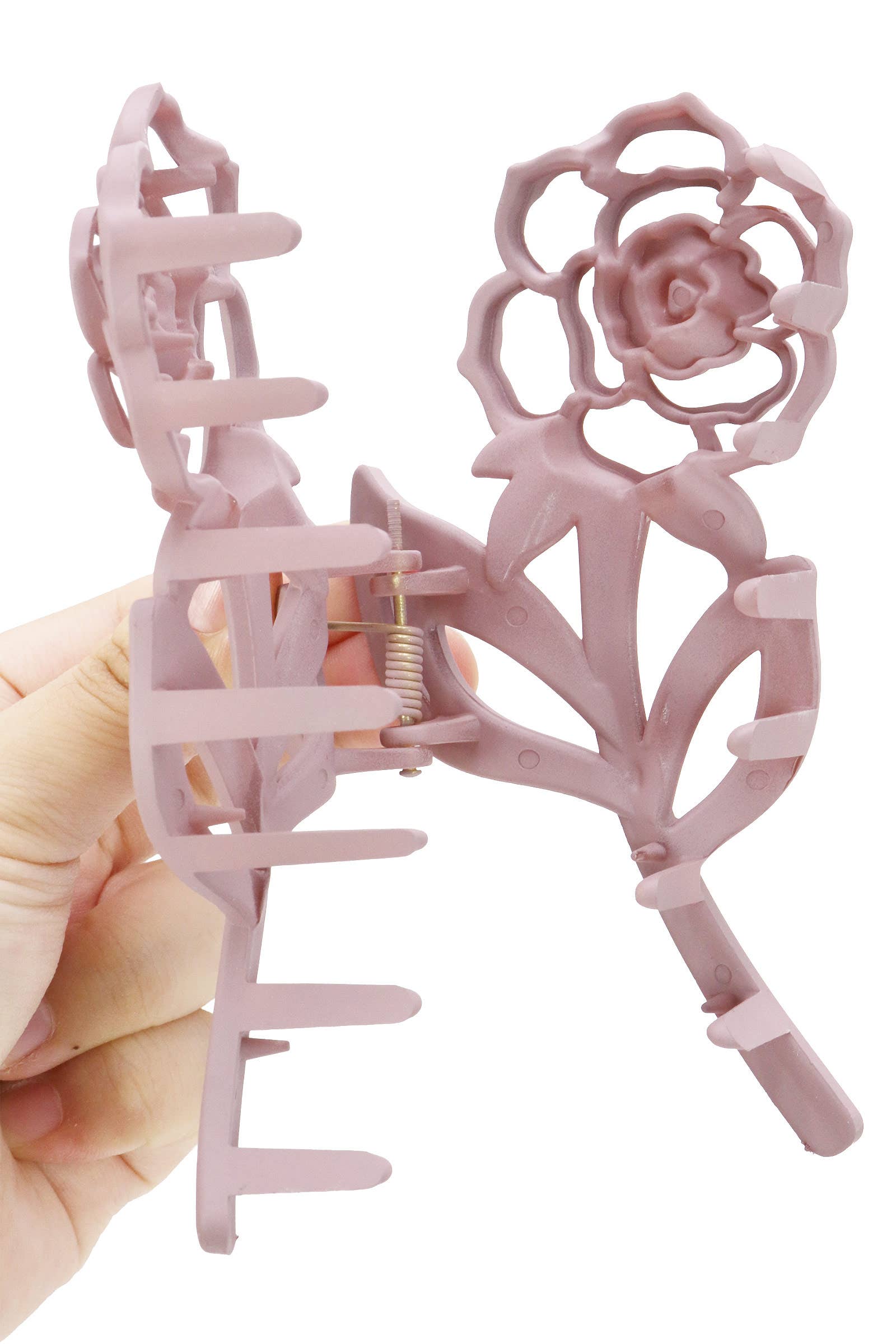Matte Rose Flower Hollow Out Hair Claw