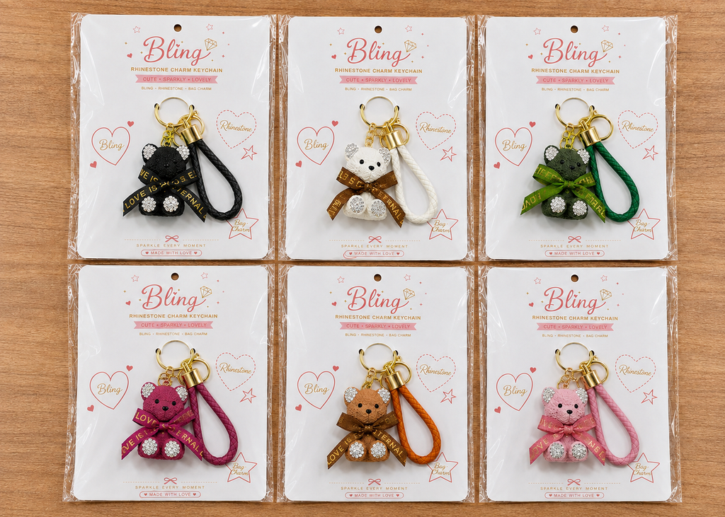 Rhinestone Bow Tie Bear Keychain & Bag Charm                                           In your notes please request a color.
