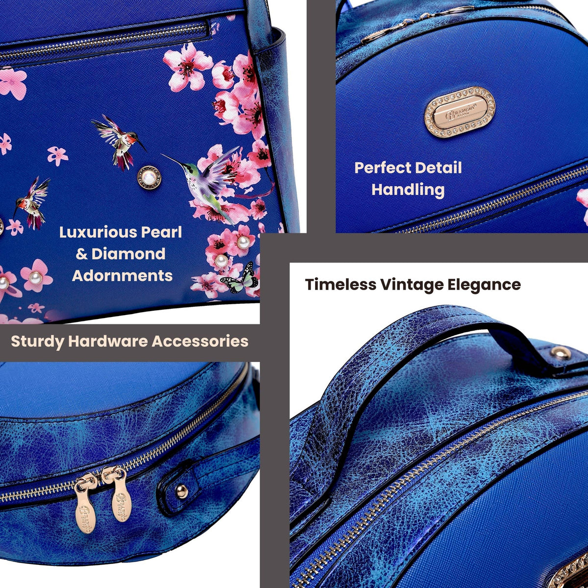 Brangio Italy Vintage Floral & Hummingbird Backpack