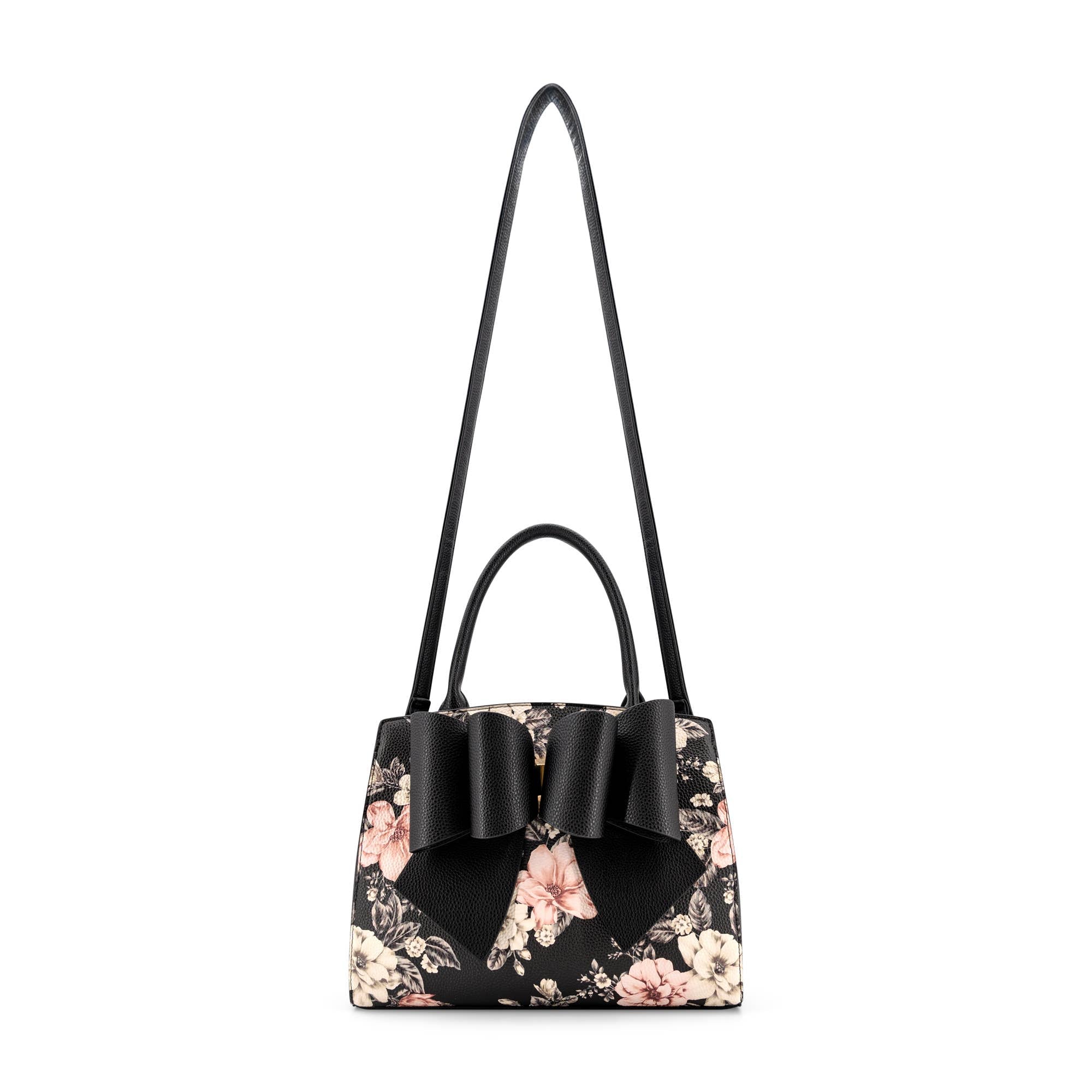 Rosalie Bow Top Handle Satchel Bag-Floral Print