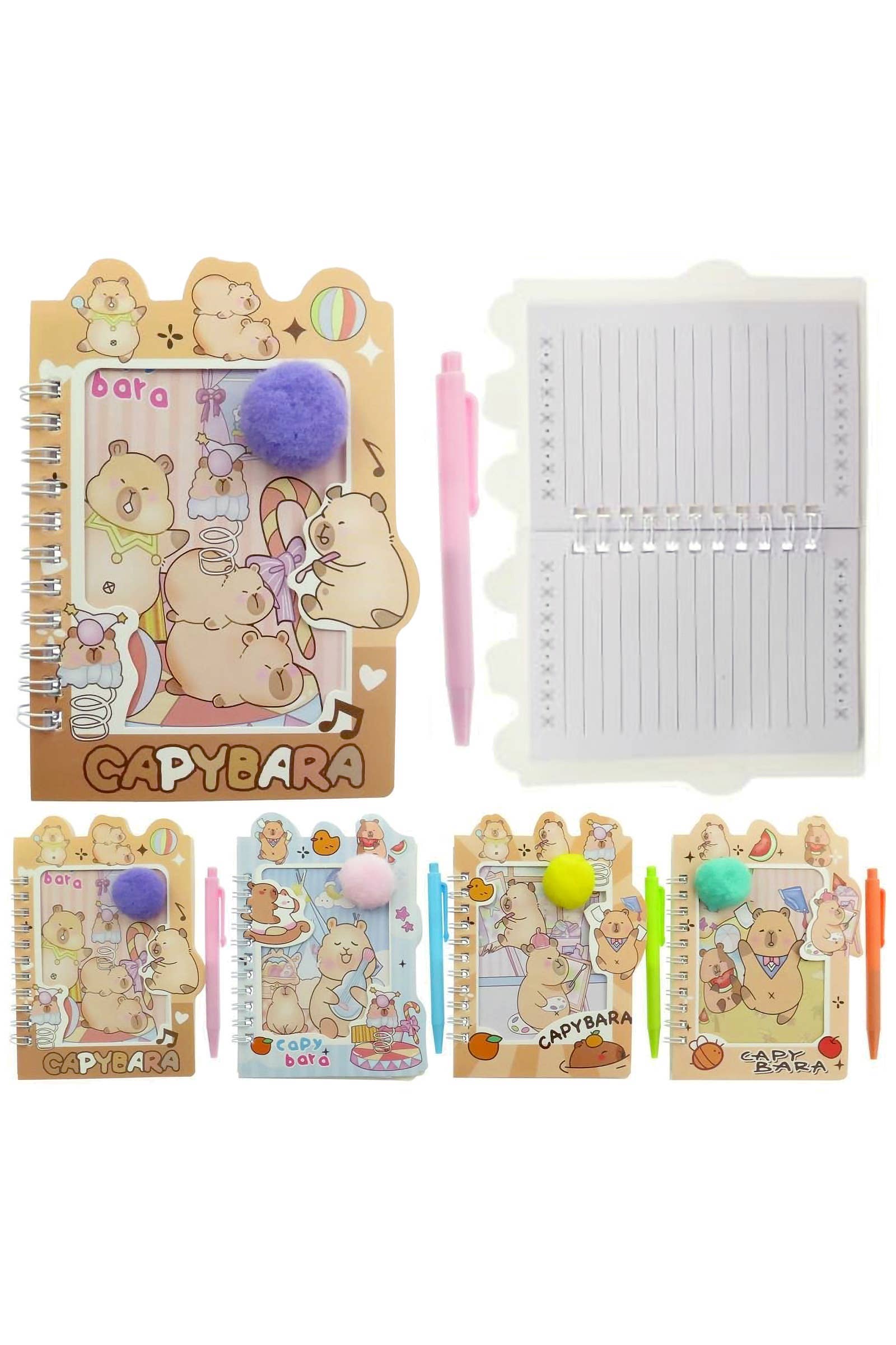 Capybara 50-page Notebook With Pen - 12 Pcs