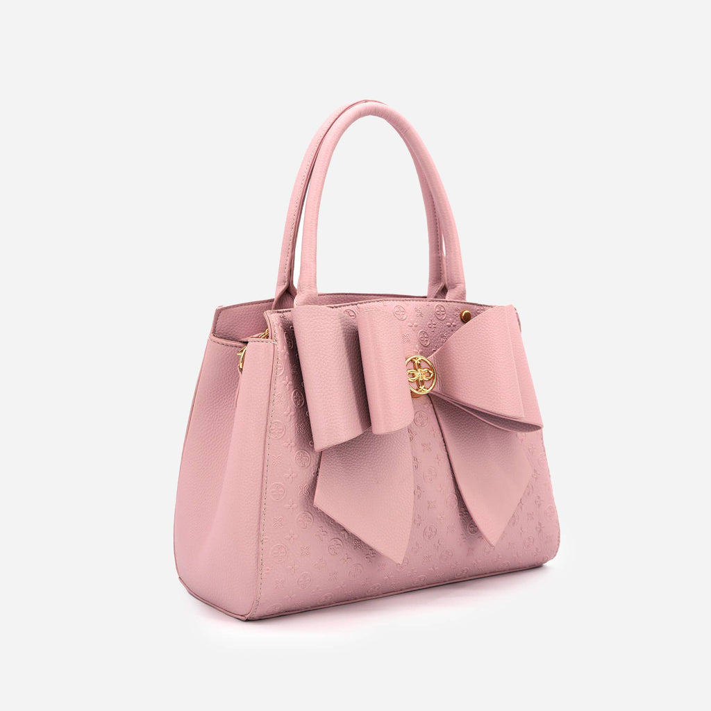 Cross Elegance Large Bow Vegan Leather Satchel Handbag