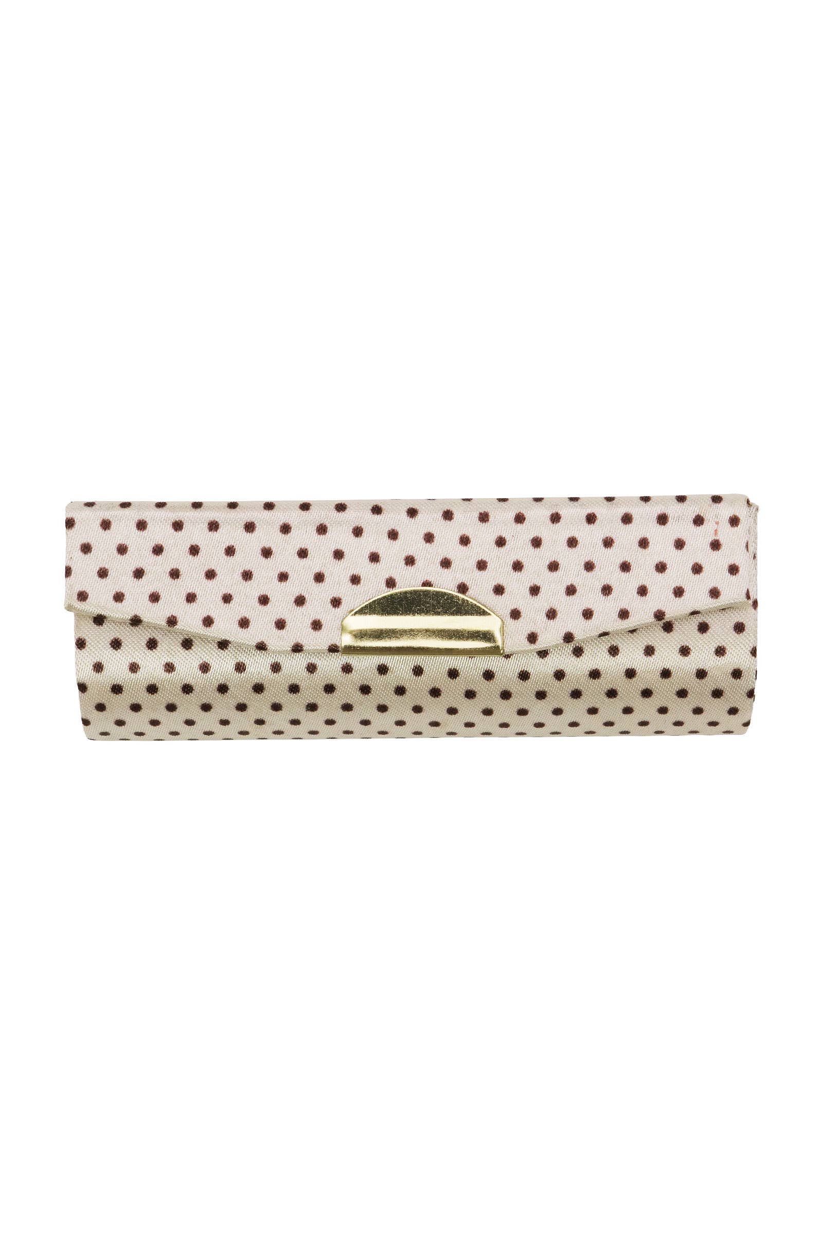Retro Polka Dot Satin Lipstick Case W/ Mirror