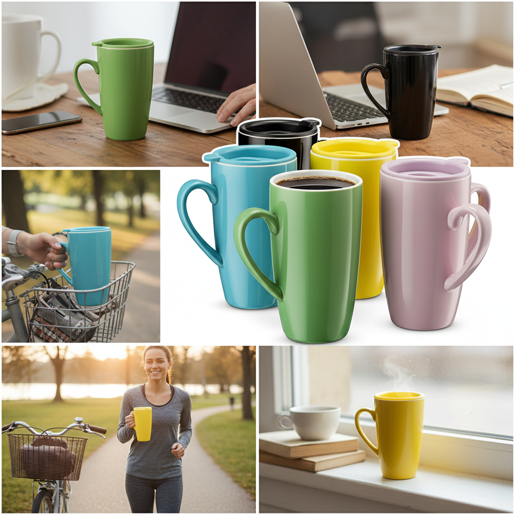 Mitbak - Classic Mug with Lids, Assorted Colors, 16 oz, 6 Pk