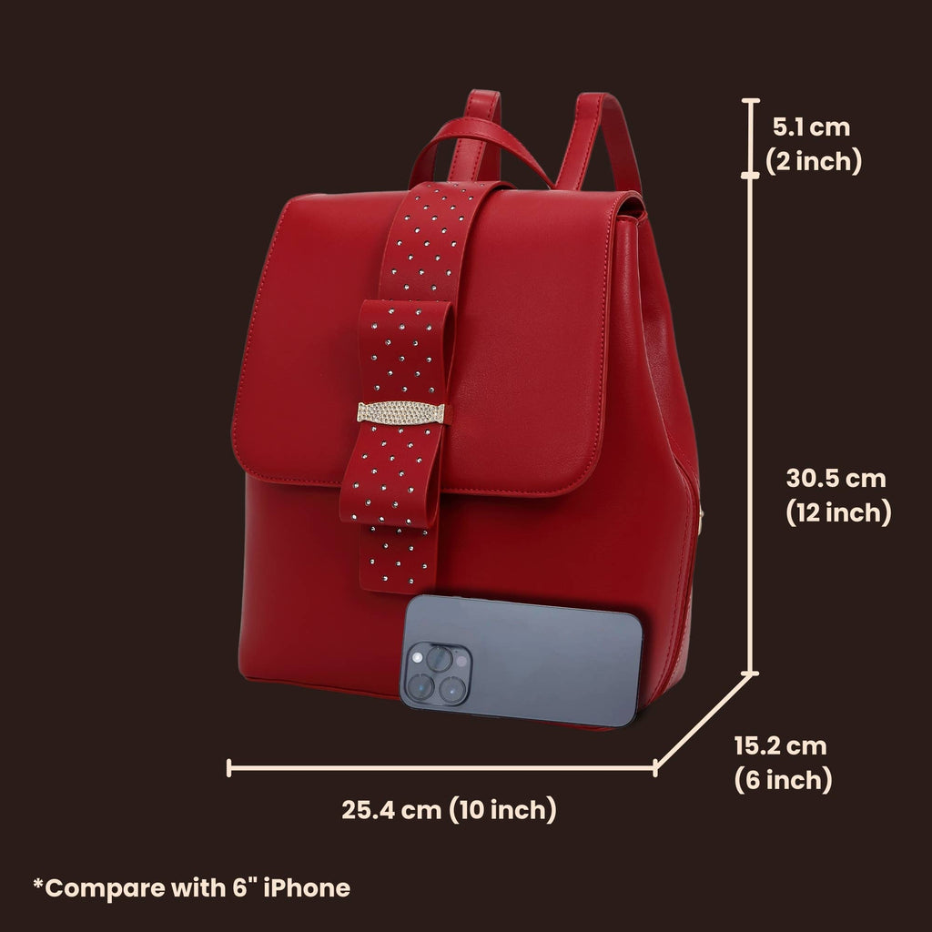 Brangio Italy Glamorous Scarlet Bow Ribbon Romance Backpack