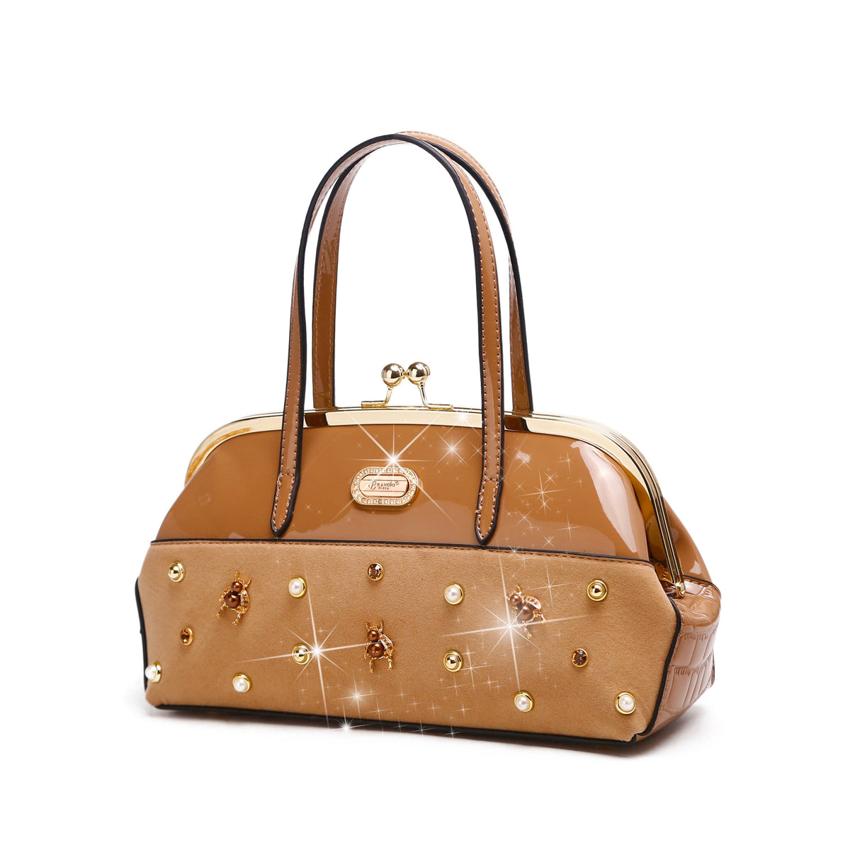 Brangio Italy Luxury Design Crystal & Pearl Accents Purse