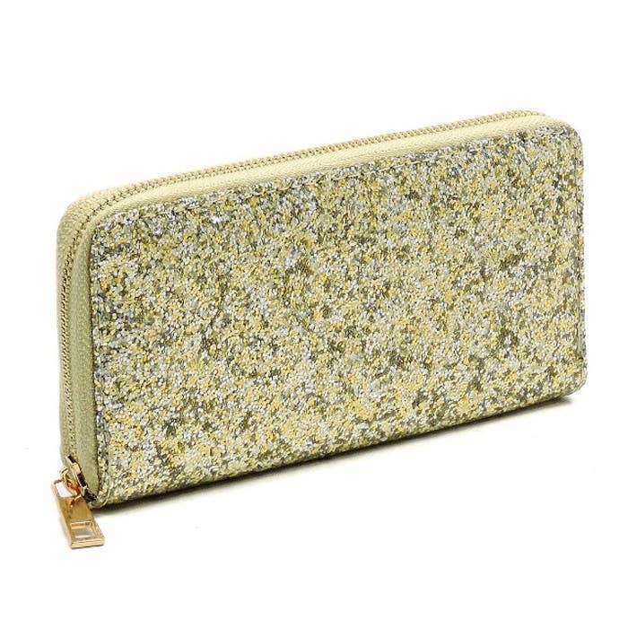 Glitter Encased Glossy Patent Wallet