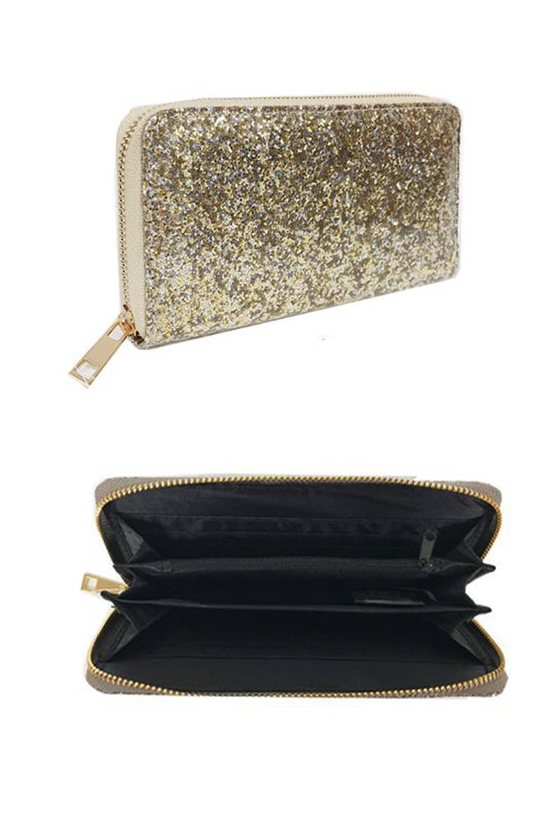 Glitter Encased Glossy Patent Wallet