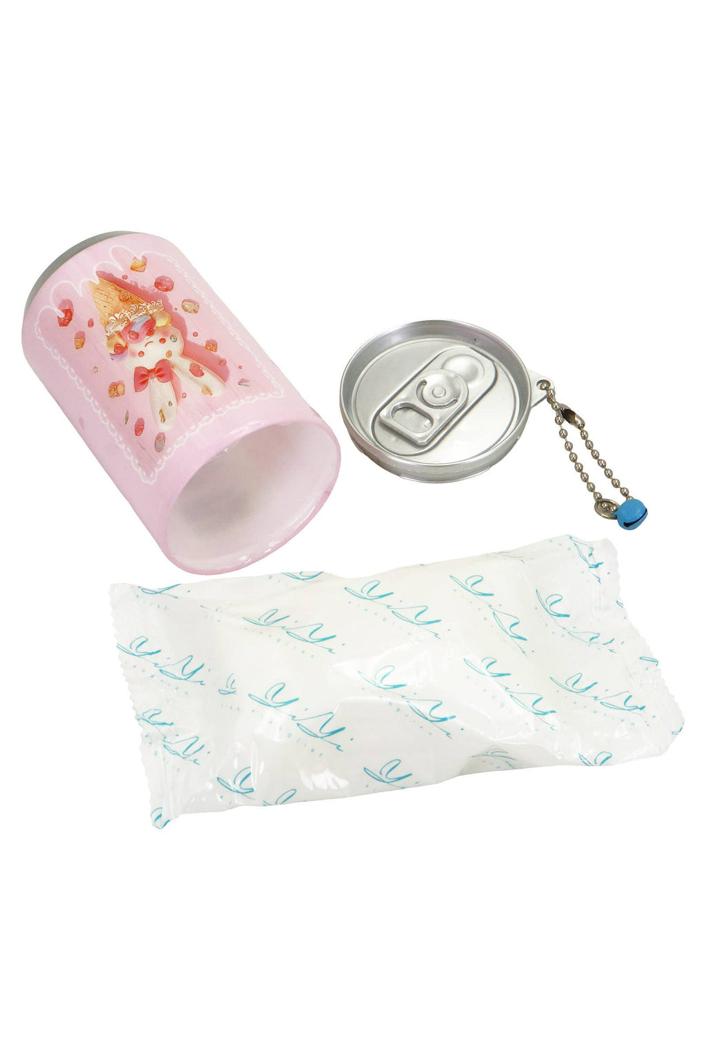 Bunny Rabbit Desserts Soda Pop Can Mini Wet Wipes Keychain