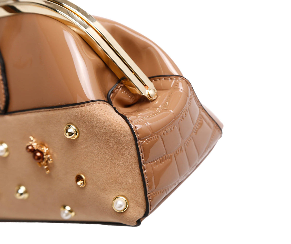Brangio Italy Luxury Design Crystal & Pearl Accents Purse