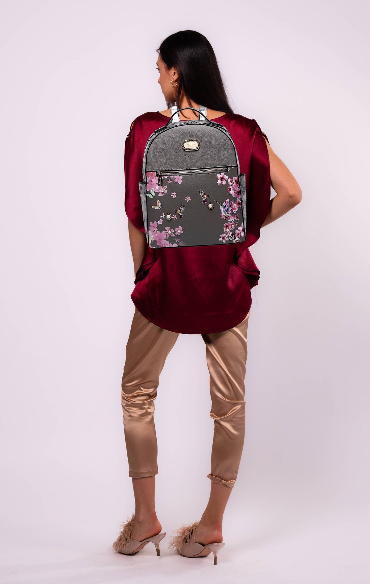 Brangio Italy Vintage Floral & Hummingbird Backpack