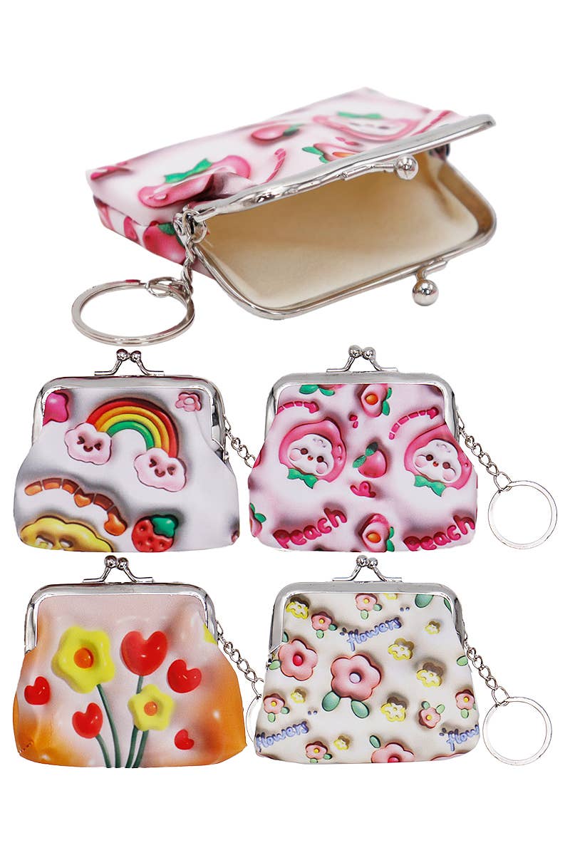 Fruity Flower Kiss-Lock Coin Purse Bag