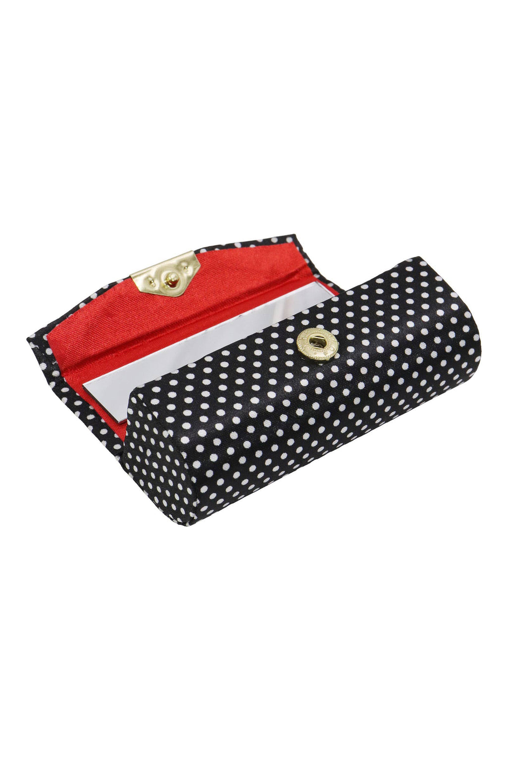 Retro Polka Dot Satin Lipstick Case W/ Mirror