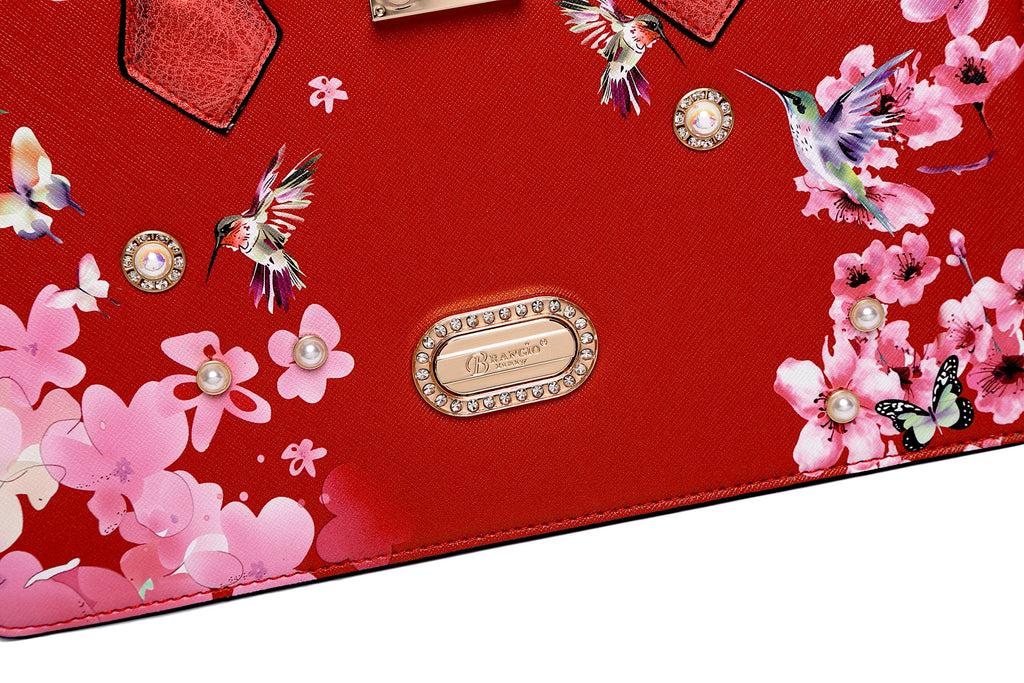 Brangio Italy Floral & Bird Embellished Handbag