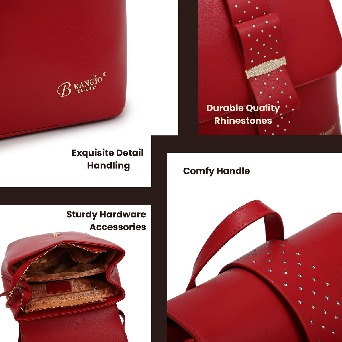 Brangio Italy Glamorous Scarlet Bow Ribbon Romance Backpack