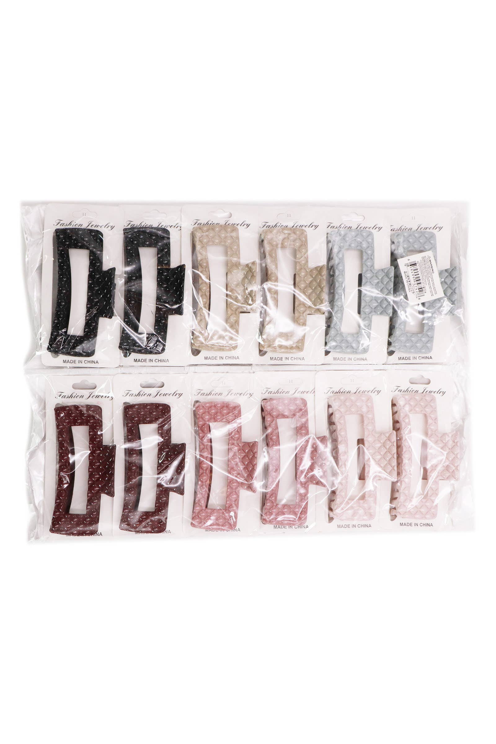 Berry Neutrals Glossy Diamond Emboss Hair Claw