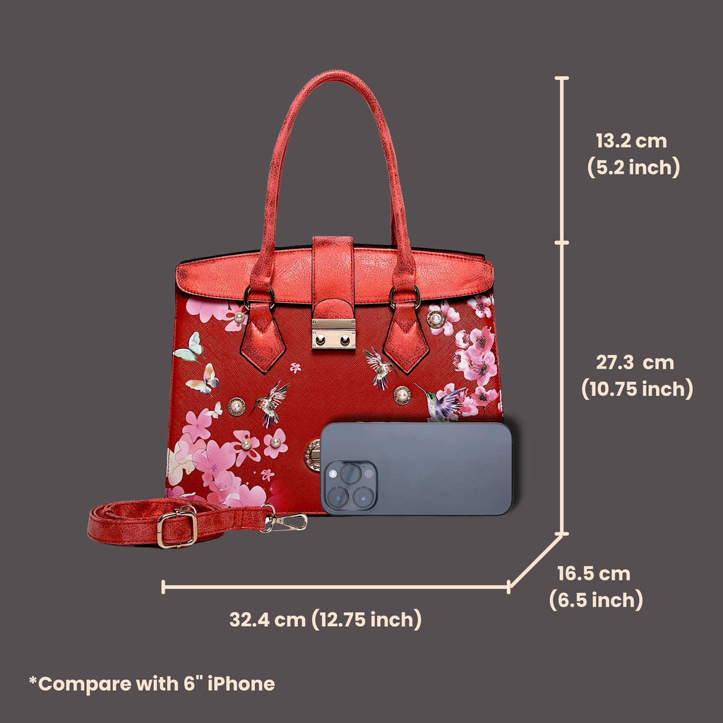 Brangio Italy Floral & Bird Embellished Handbag