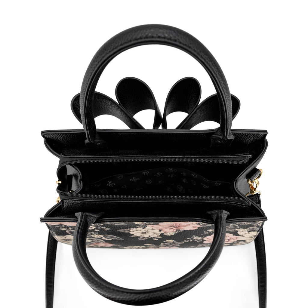 Rosalie Bow Top Handle Satchel Bag-Floral Print