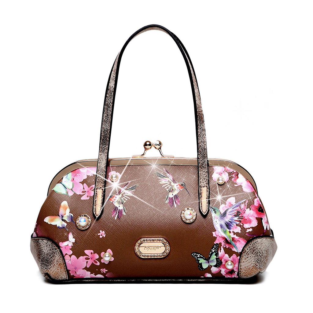 Brangio Italy Floral & Hummingbird Crossbody Bag