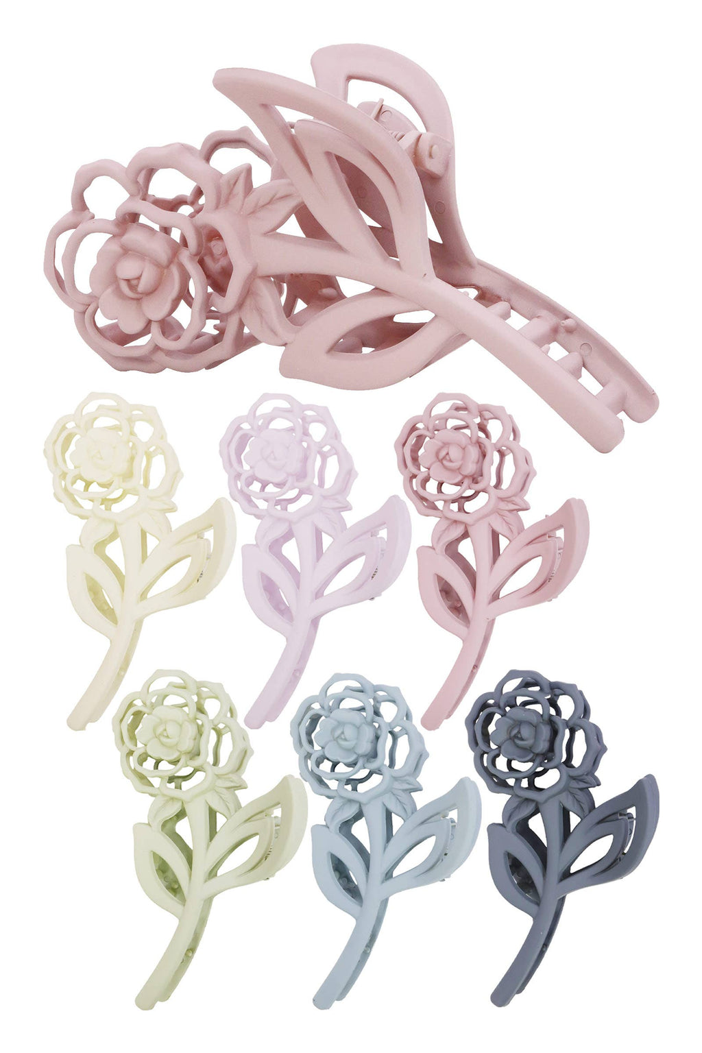 Matte Rose Flower Hollow Out Hair Claw