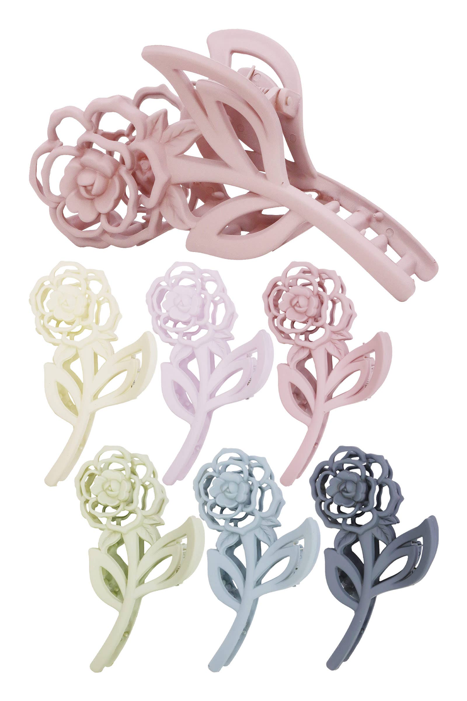 Matte Rose Flower Hollow Out Hair Claw