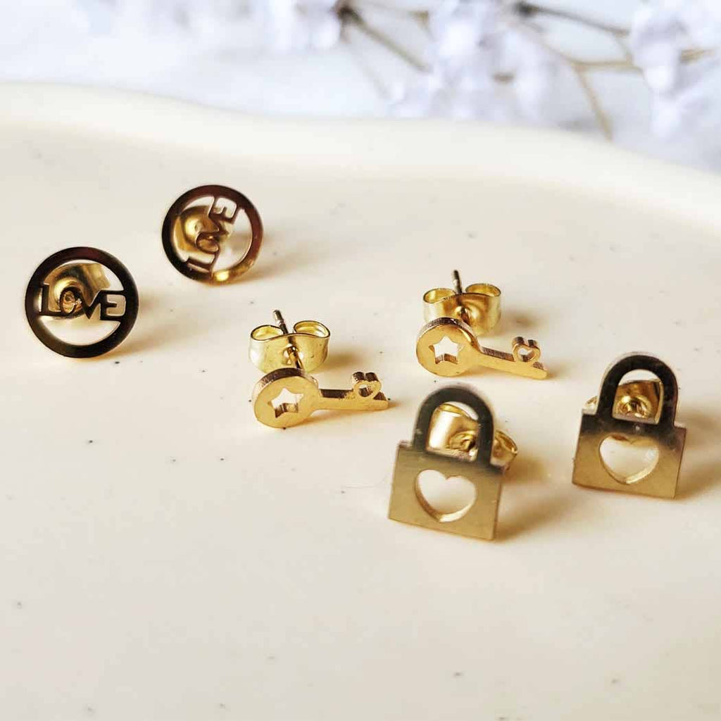 3-pair Stainless Steel Stud Earring Set