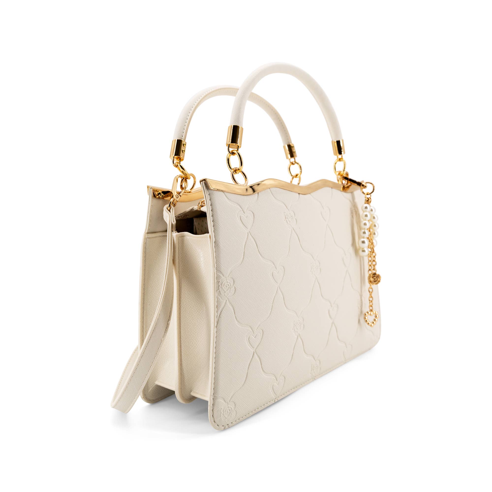 Amara Embossed Heart Top Handle Crossbody Bag