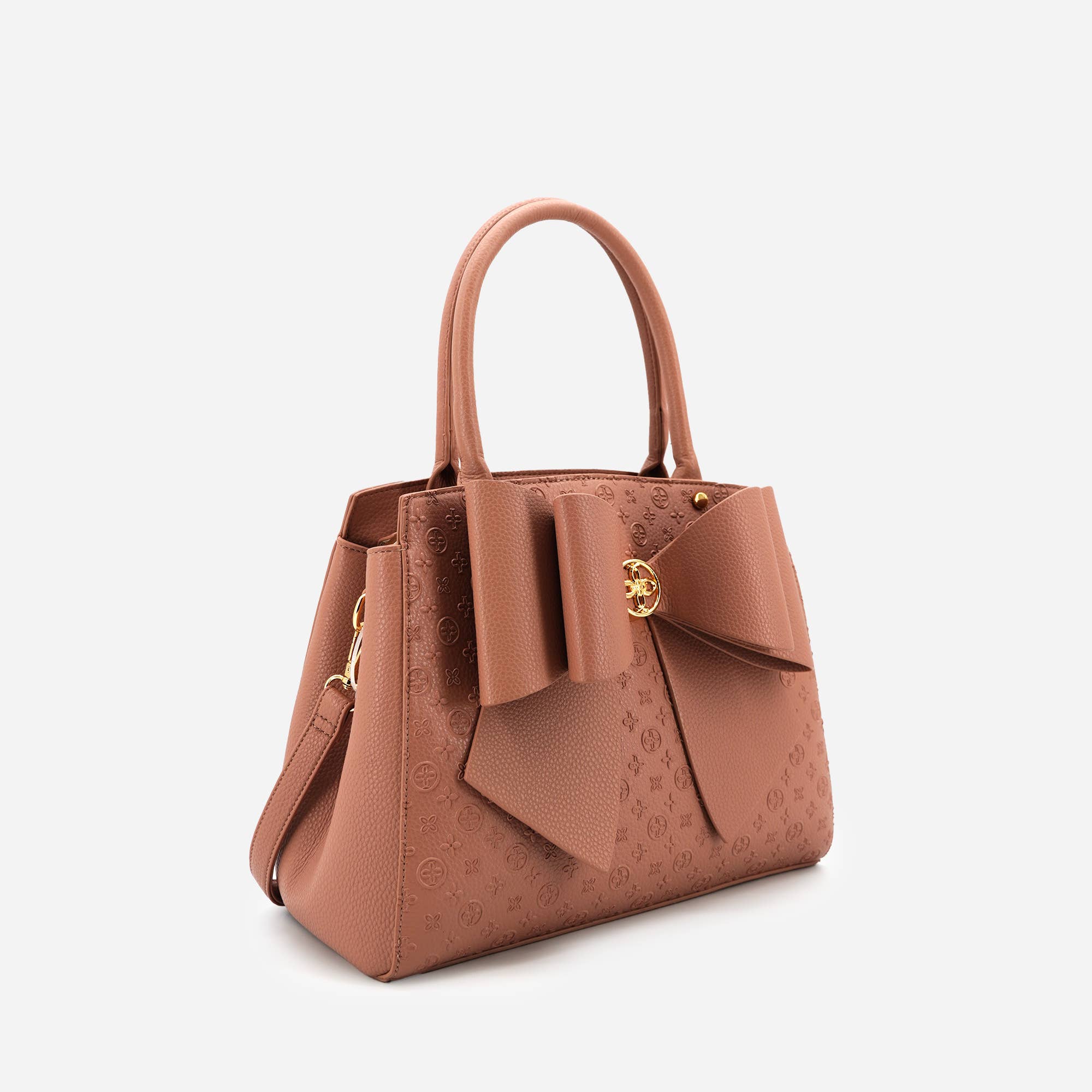 Cross Elegance Large Bow Vegan Leather Satchel Handbag