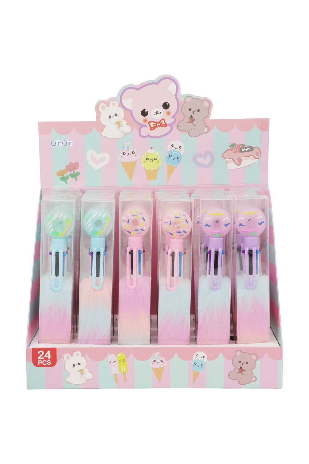 Donut Pastel 6-in-1 Multicolor Faux Fur Pen -
