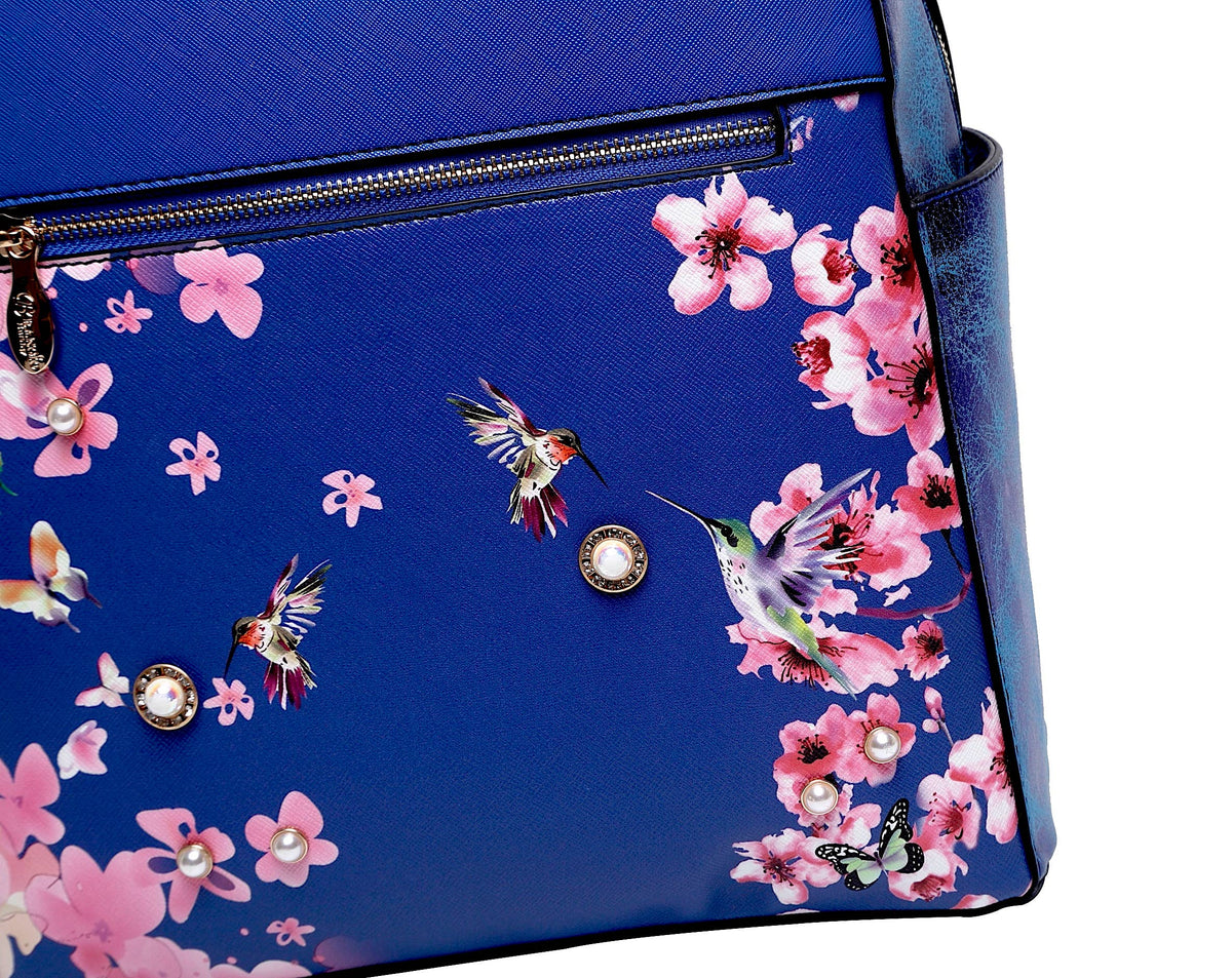 Brangio Italy Vintage Floral & Hummingbird Backpack