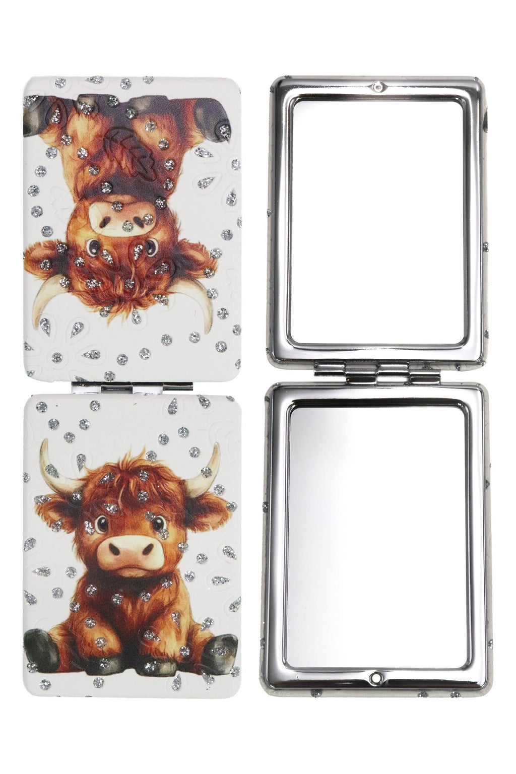Highland Baby Cow Glitter Compact Mirror