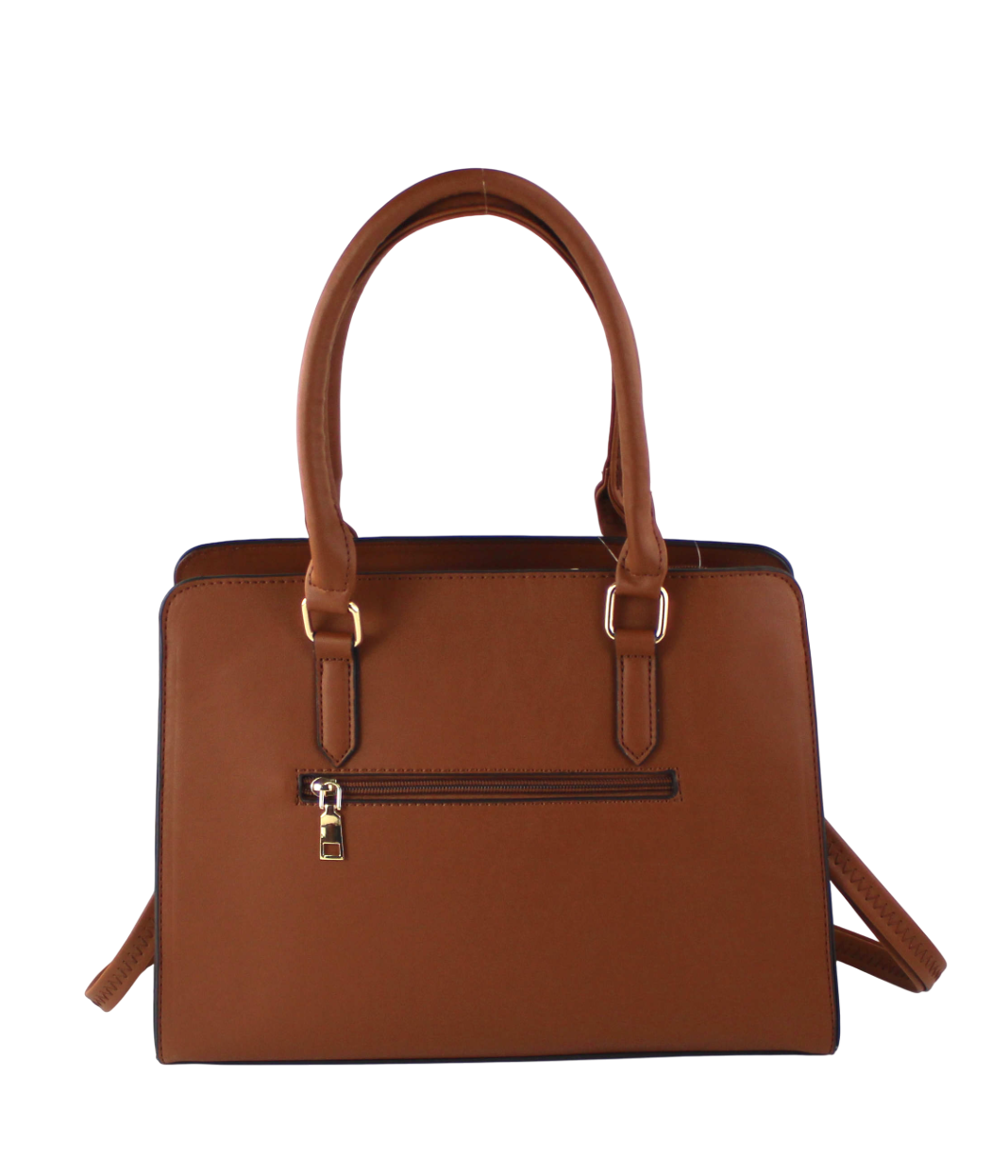 Geometric Satchel Set - 2-Piece Leather Handbag & Pouch