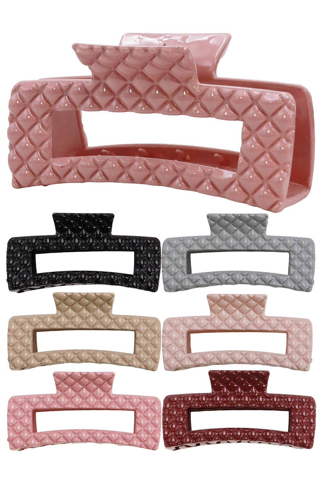 Berry Neutrals Glossy Diamond Emboss Hair Claw