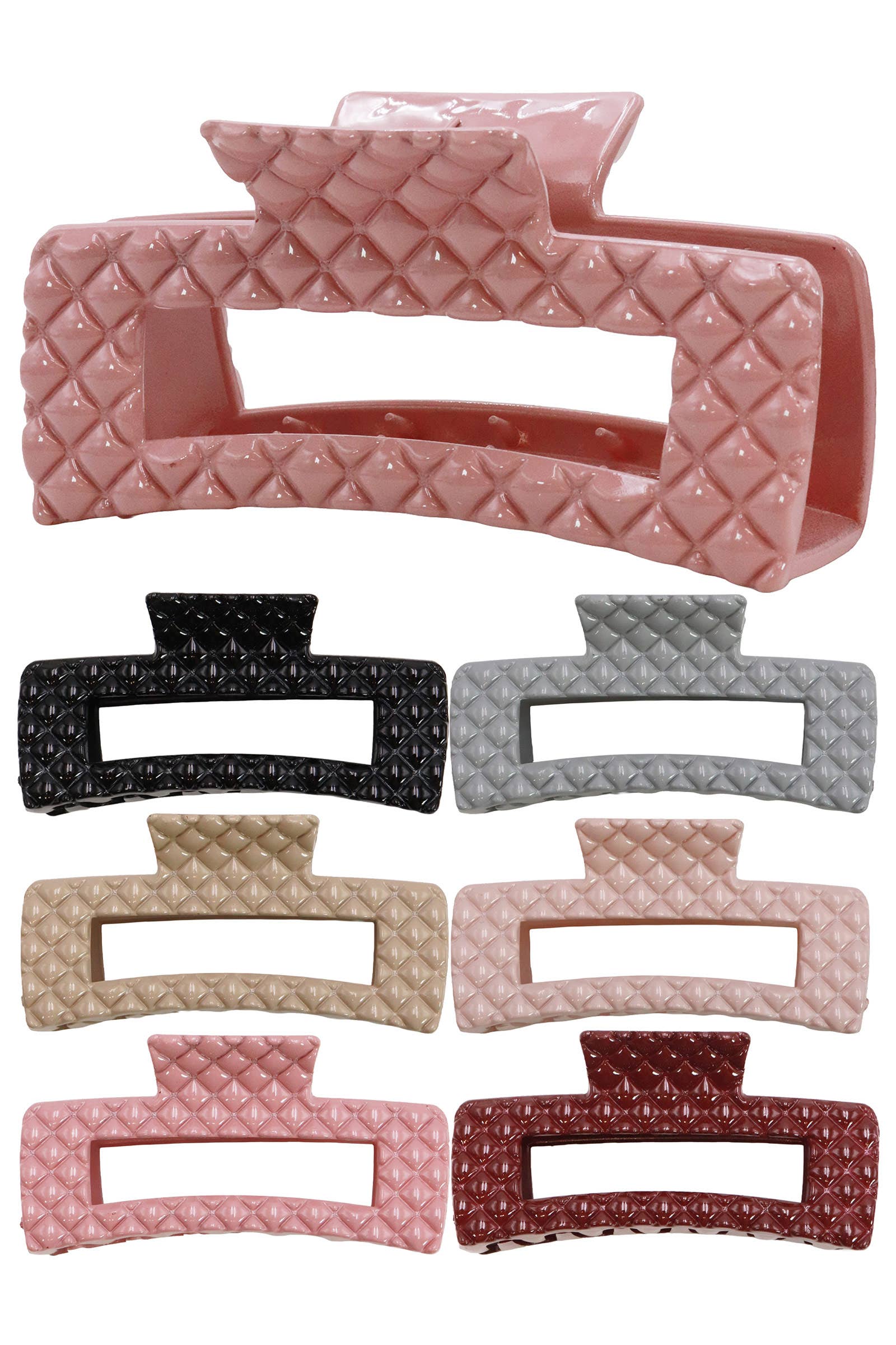 Berry Neutrals Glossy Diamond Emboss Hair Claw