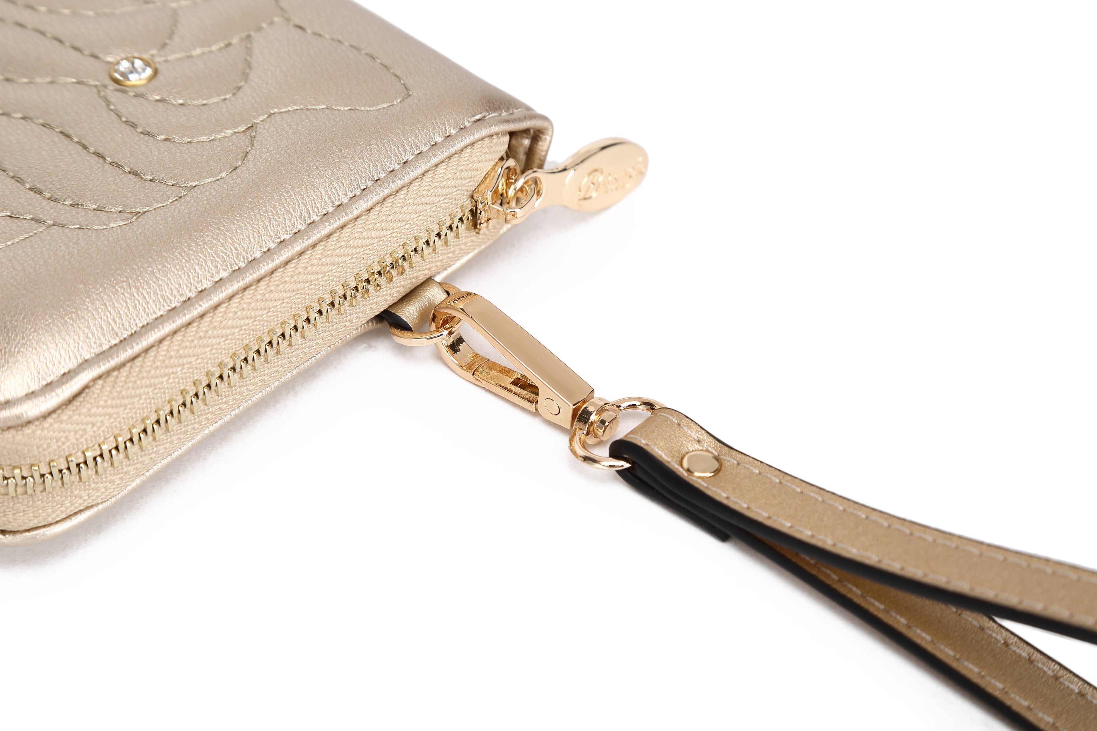 Brangio Italy Elegant Rose Embellished Satchel Bag + Wallet