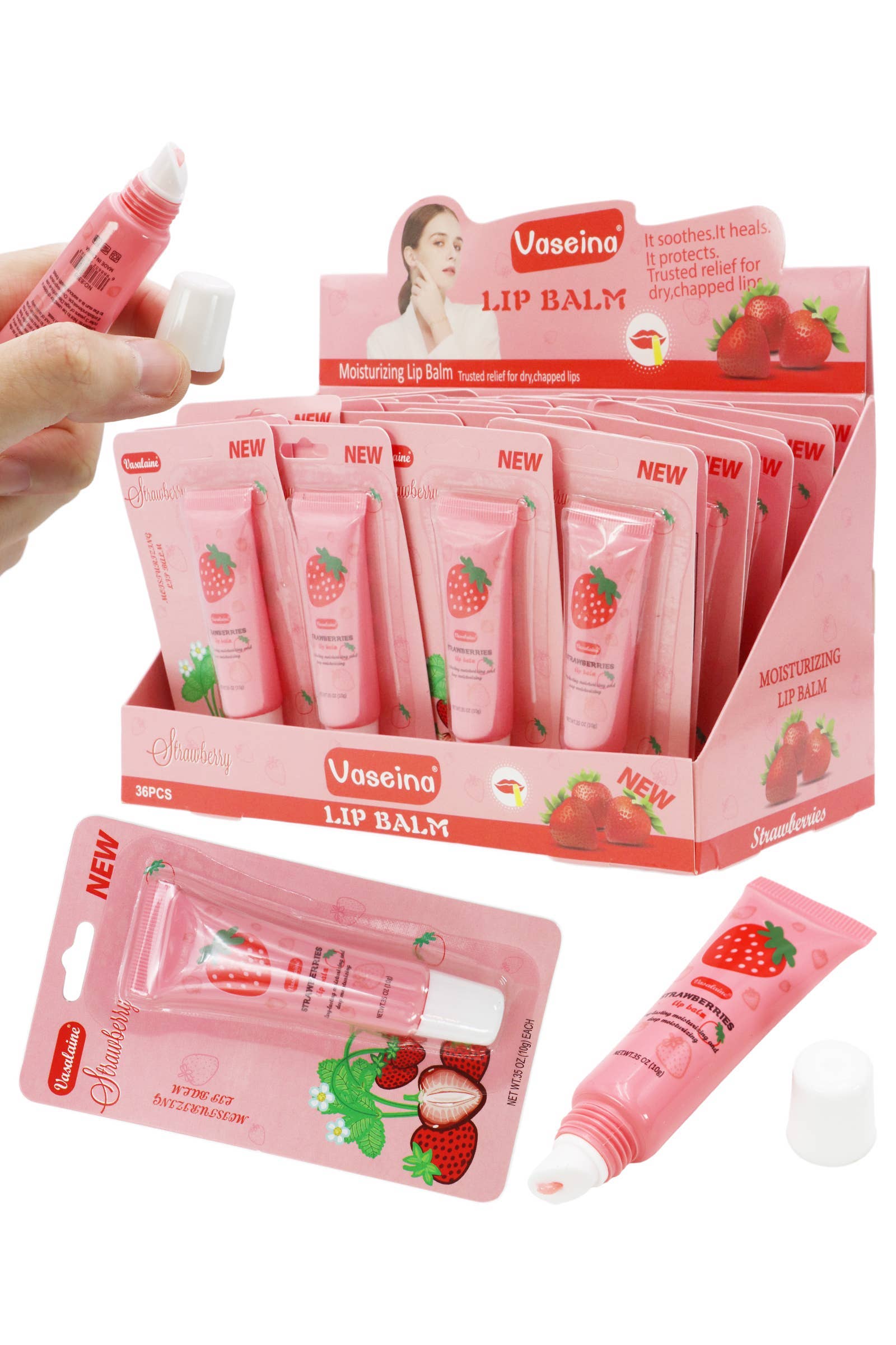 Strawberry Scented Gel Lip Balm Squeeze Tube -