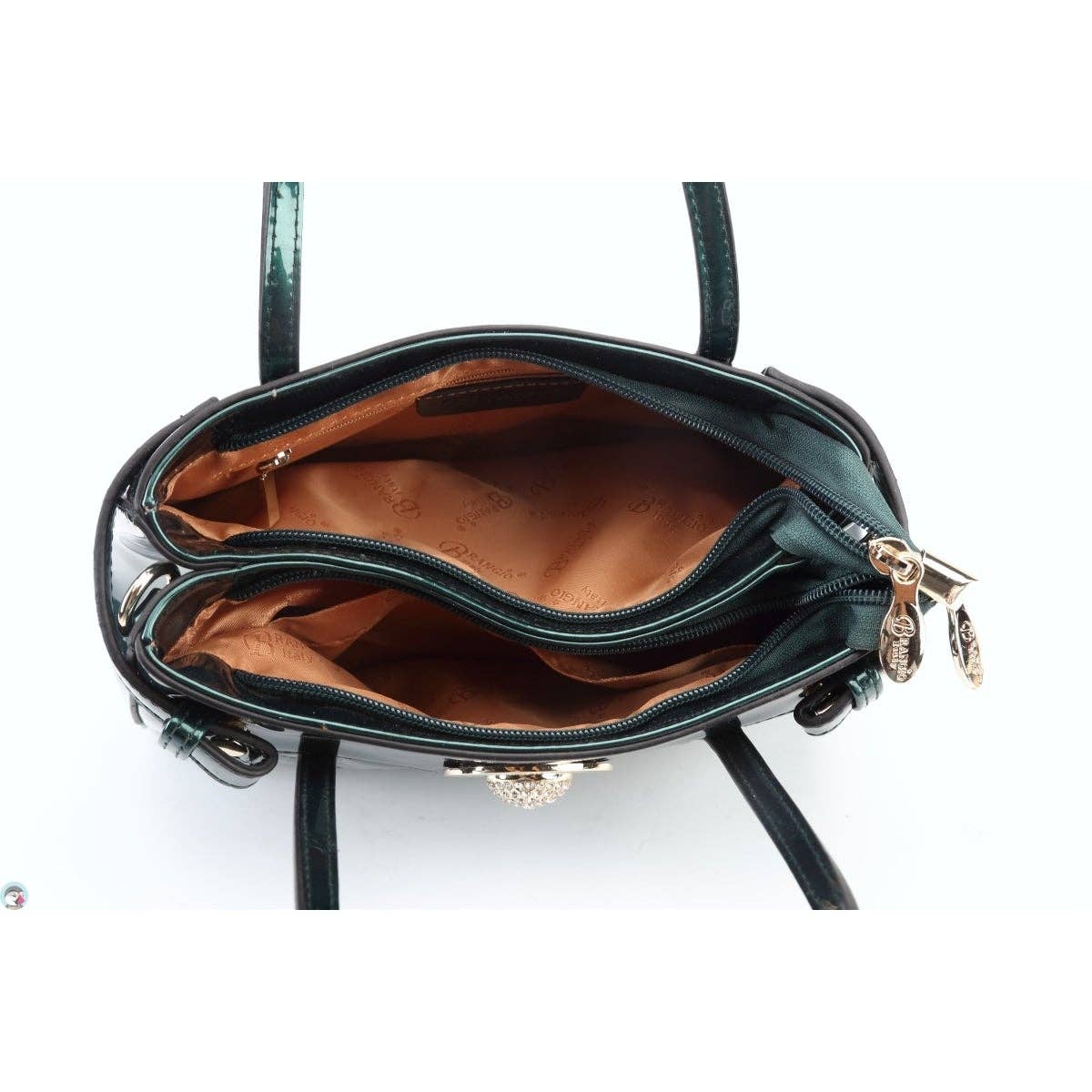 Brangio Italy Luxury Patent Quilted Designer Satchel Bag