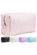 Embossed Dotted Heart Glossy Cosmetic Pouch Bag