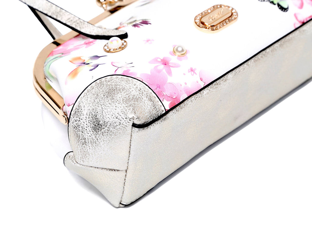 Brangio Italy Floral & Hummingbird Crossbody Bag
