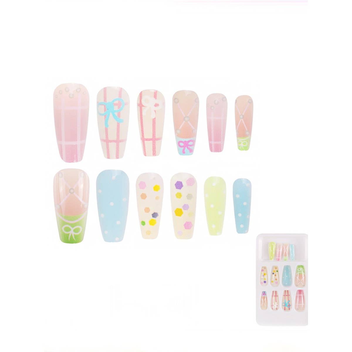 Trendy Bow Design Decorated Press on Nails