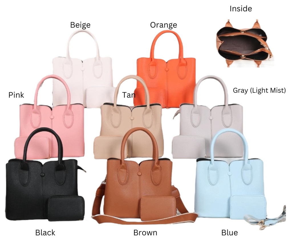 2-Piece Tall Tote Bag Set - Work Purse & Pouch