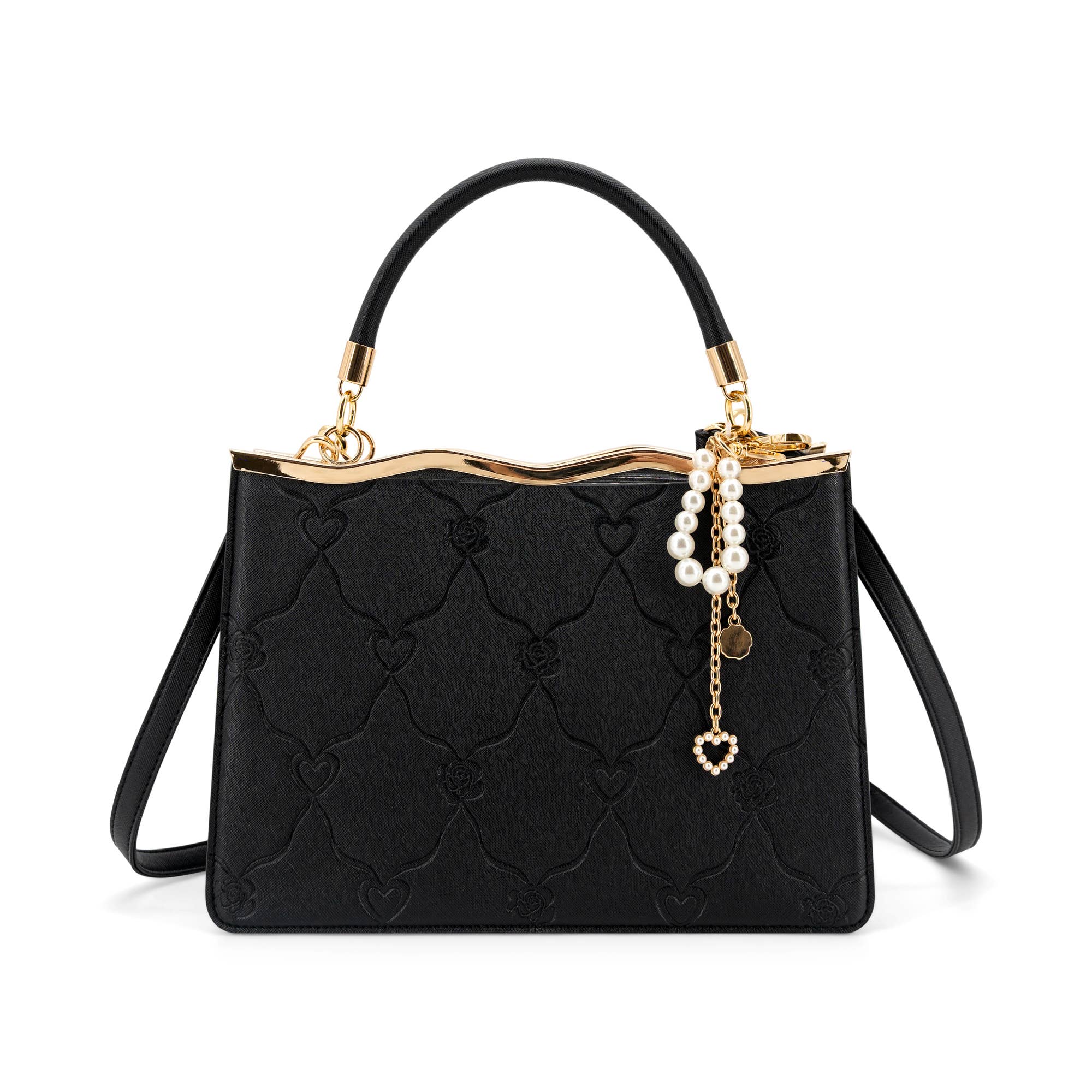 Amara Embossed Heart Top Handle Crossbody Bag