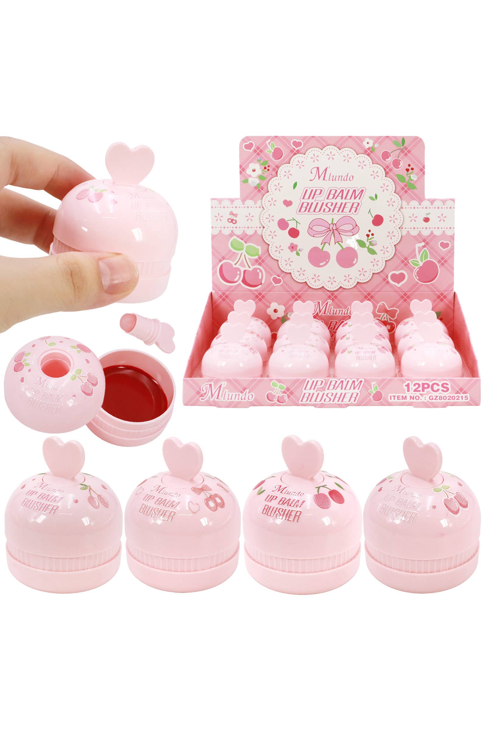 Cherry Heart Round Lip Balm Blusher